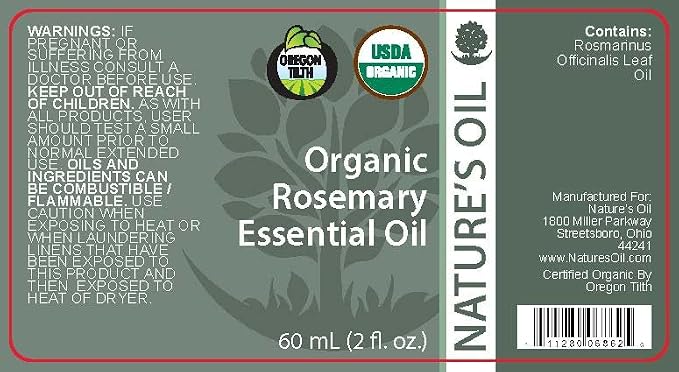 Best Rosemary Essential Oil Pure Certified Organic Therapeutic Grade 60ml