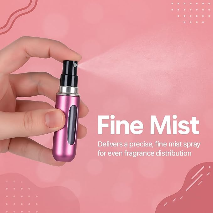 Mini Refillable Perfume Atomizer 5ml – Travel-Size Spray Bottle for Fragrance, Easy Refill, Leak-Proof Design, Compact Scent Dispenser for Purse or Pocket (Pack of 2)