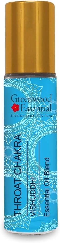 Greenwood Essential Throat Chakra (Vishuddha) Oil - Ideal for Meditation, Purification, Yoga, Chakra Alignment, Relaxation, Healing & Rituals, 8ml (0.27 oz)