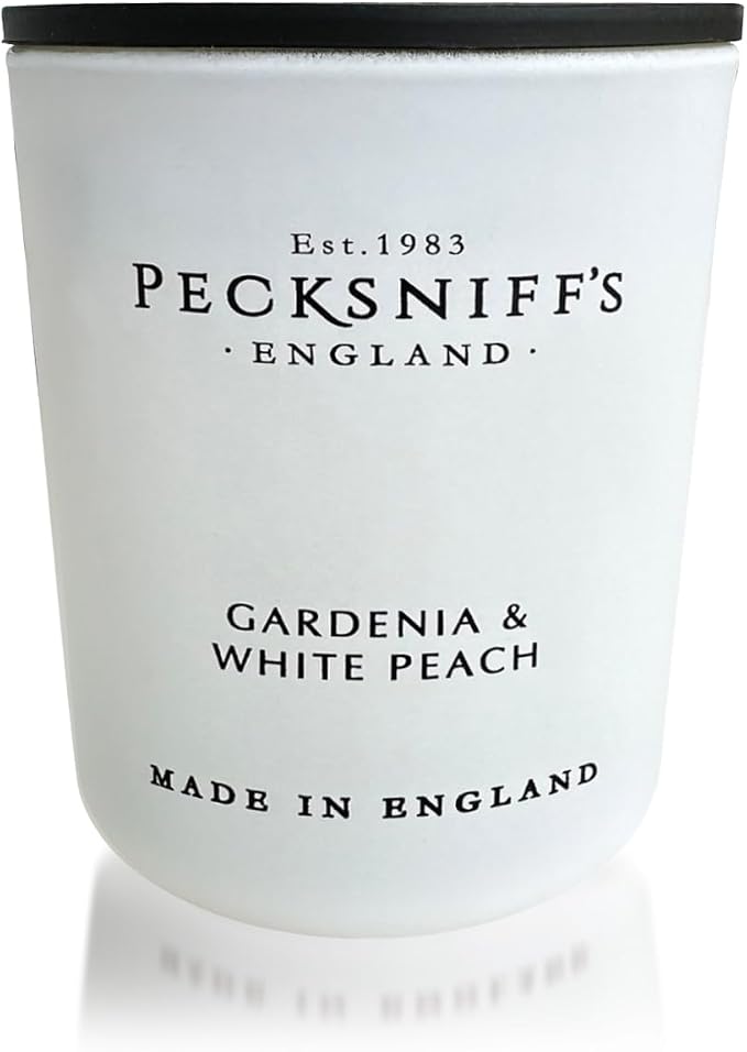 Pecksniff's Gardenia & White Peach Luxury Scented Candle | 1 Wick, 100 g/3.5 oz