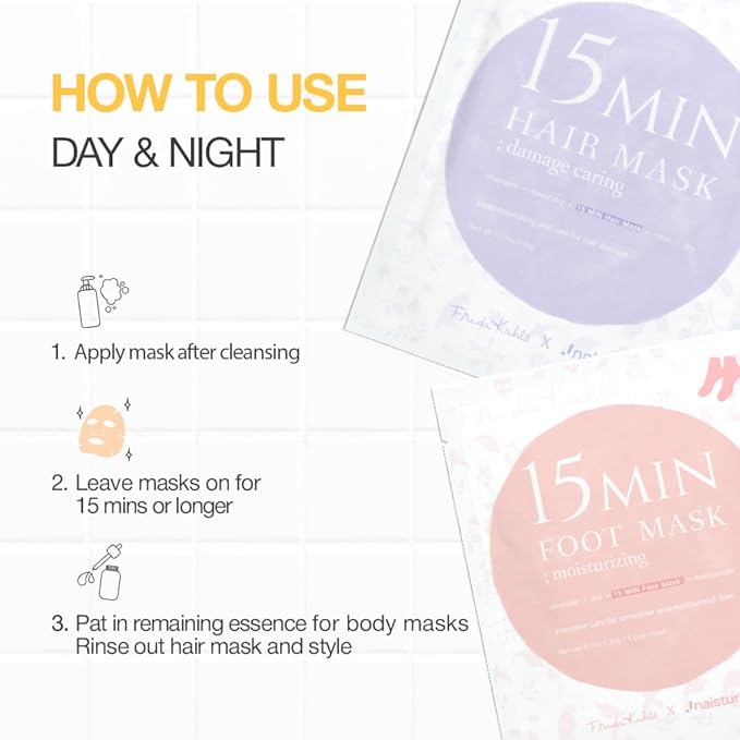 Naisture x Frida Kahlo 15 Min Pamper Me Kit Korean Spa Skincare Gift Set for Women - Head to Toe with Hair, Face, Eye, Hand, Foot Masks & Bonus Item (8 pcs)