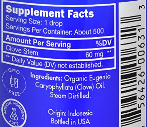 Organic, Clove Oil, Food Grade – 100% Pure, Clove, Bud, Essential, Oil, by Zongle Therapeutics, 1 OZ