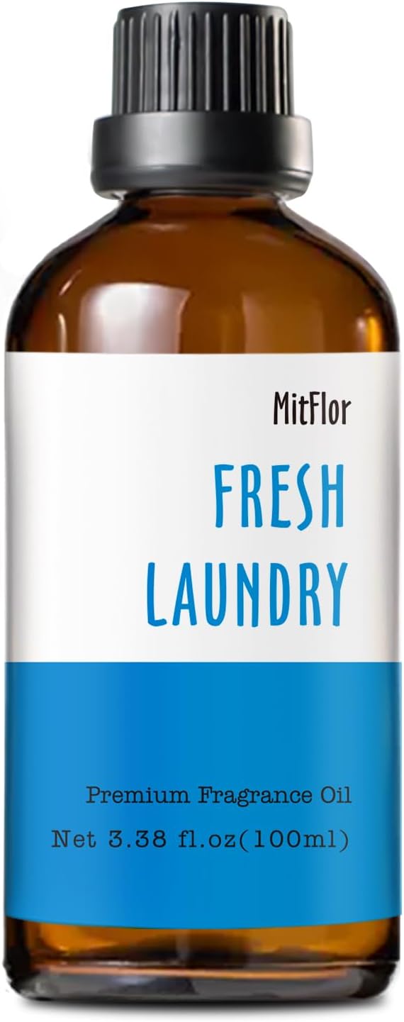 Fresh Laundry Fragrance Oil (3.38 OZ/100ML), MitFlor Scented Essential Oil Single, Fragrance Oil for Soap & Candle Making, Aromatherapy Diffuser Oil
