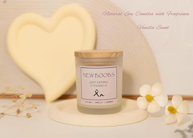 After Breast Surgery Gifts for Women, Breast Cancer Survivor Gifts, New Boobs Candle, Vanilla Scented Candle, Natural Soy Wax & Natural Essential Oils