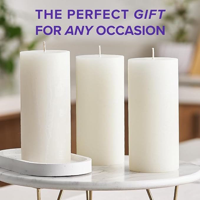 Simply Soson Lavender Scented Candle Set - 3x6 Ivory Pillar Candles for Home Aromatherapy Gift