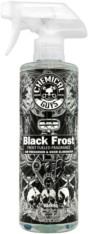 Chemical Guys Black Frost Air Premium Car Air Freshener Spray & Odor Eliminator - Crisp Masculine Scent Spray for Trucks, SUVs, RVs, and Motorcycles - Use in Home, Office, or Garage, 16 oz Bottle