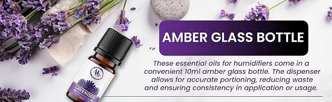 Lavender Essential Oil – 10ml Pure and Natural Diffuser Oil for Aromatherapy Diffuser, Humidifier, Massage – Undiluted, No Fillers (Lavender)
