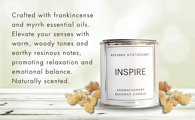 Inspire Aromatherapy Beeswax Candle - All-Natural, Cotton Braided Wick, Non-Toxic, Non-Polluting Made in USA