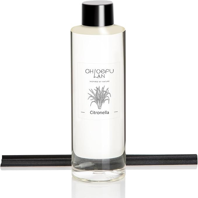 Citronella Essential Oil Diffuser Refill 6.76 fl oz Natural Oil - Best for SPA and Home, 0% Alcohol, Summer Camping Scented Oil for Patio, Garden, Balcony