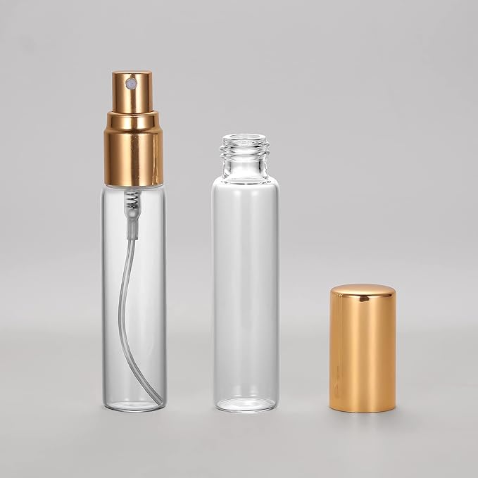 20 Pack Set 10ML Protable Refill Bulk Atomizer Spray Travel Perfume Bottle Hydrating Empty Bottle (Gold Caps)