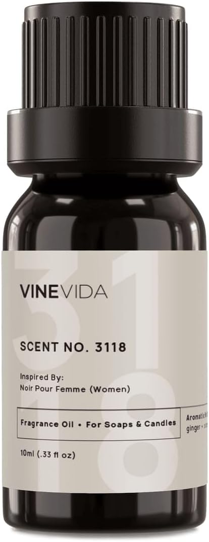 VINEVIDA Scent NO. 3118 Fragrance Oil - 10mL - Inspired by: Noir Pour Femme (Women) Fragrance Oil for Candle Making - Made in USA Candle Scents Scents for Soap Making