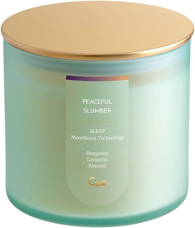 CUE Scented Candle |MoodBoost Essential Oils |OpenWick Clean Burning Candle | Soy Coconut Wax Blend | Candle for Home | Gift |Extended Burn Time (14oz, Peaceful Slumber)