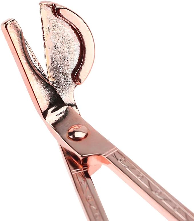 Changor Candle Wick Trimmer Rose Gold, Stainless Steel Candle Heart Clip Scissors Wick Cutter Scissors Tool for Candle Lovers, Reaches Deep to Cut Wick for Burn and Prevent Soot, 6.9 * 2.3in