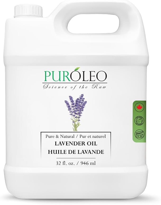 PUROLEO Lavender Essential Oil 32 Fl Oz/946 ML (Packed in Canada) 100% Pure Natural Undiluted for Aromatherapy, Aromatherapy Oil for Sleep, Relaxation Bulgaria France Oil Diffuser