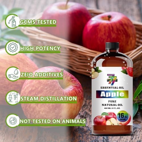 Apple Essential Oil, Apple Oils, for Diffuser, Humidifier, DIY Candles, Soap, Kitchen, Home, Gift, Essential Oil, GV77ZF Apple Fragrance Oil - 16 fl oz (480 ml)