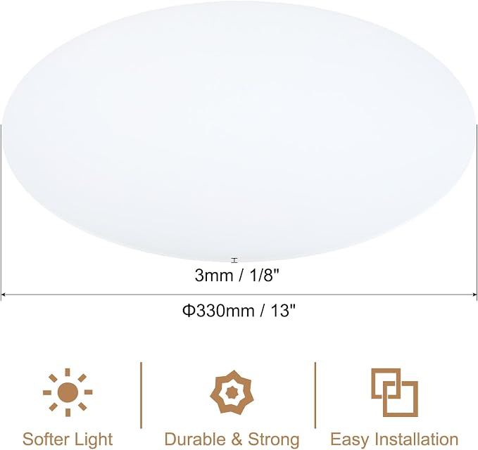 PATIKIL Lampshade Diffuser, 13" Diameter Round Diffuser for Drum Lampshades Pendants Light, DIY Light Shield, Frosted White