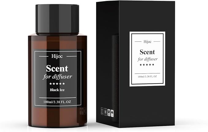 Black Ice Essential Oils for Waterless Scent Diffusers,Reed Diffuser Oil Refill,Modern Home Fragrance with Plastic Bottle,100mL(3.4fl oz)