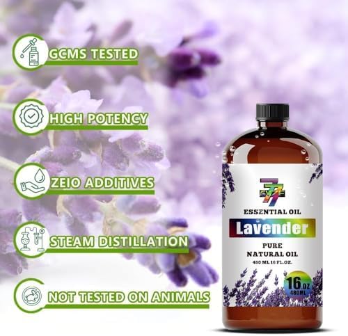 Lavender Essential Oil, Lavender Oils, for Diffuser, Humidifier, Pillow, Yoga, Massage, DIY Candles, Soap, Home, Gift, Essential Oil, GV77ZF Lavender Fragrance Oil - 16 fl oz (480 ml)