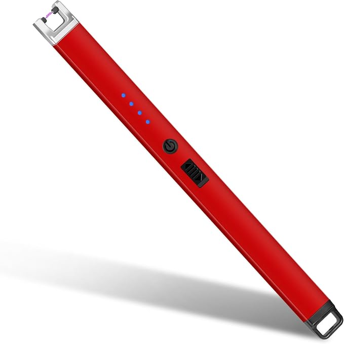 Electric Lighter, Rechargeable Lighter with Battery Indicator Light and Safety Switch, Electric Candle Lighters for Scented Candles,Barbecues, Camping, Holiday Parties