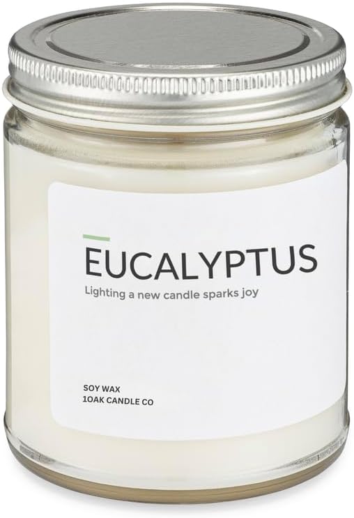 1OAK Eucalyptus Candle - Soy Wax Scented Candles (Eucalyptus) - Soy Candles for Home Scented - Long Burning Premium - Hand-Poured (7oz.)