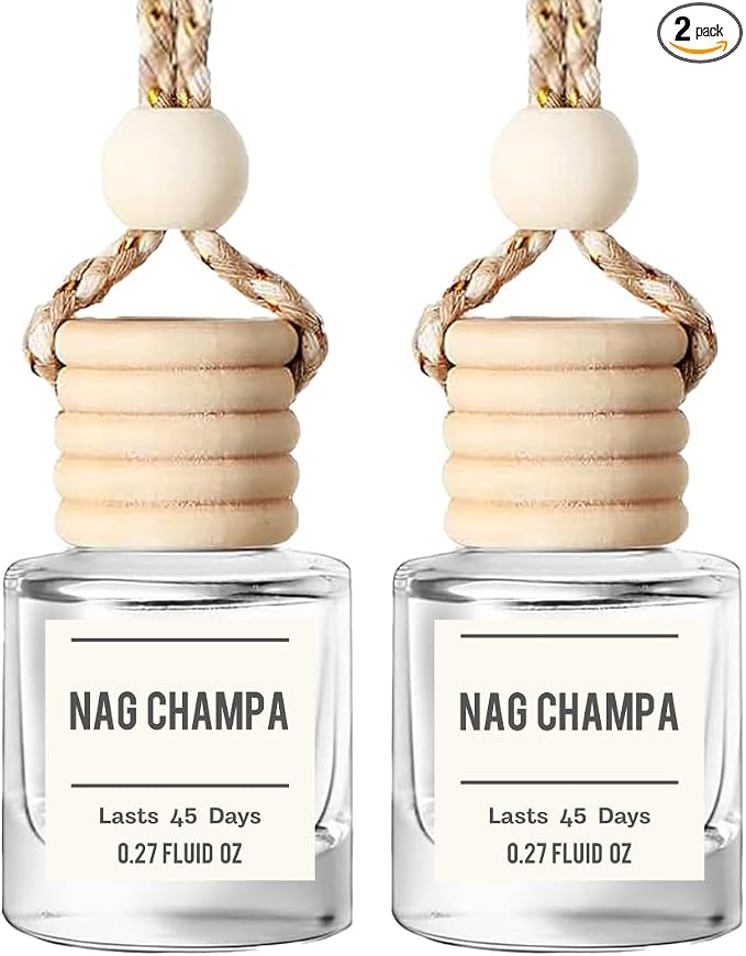 Nag Champa Car Air Freshener – Hanging Essential Oil Diffuser for Car, Closet, or Sacred Space – Long-Lasting Natural Aroma, 2-Pack Spiritual Deodorizer
