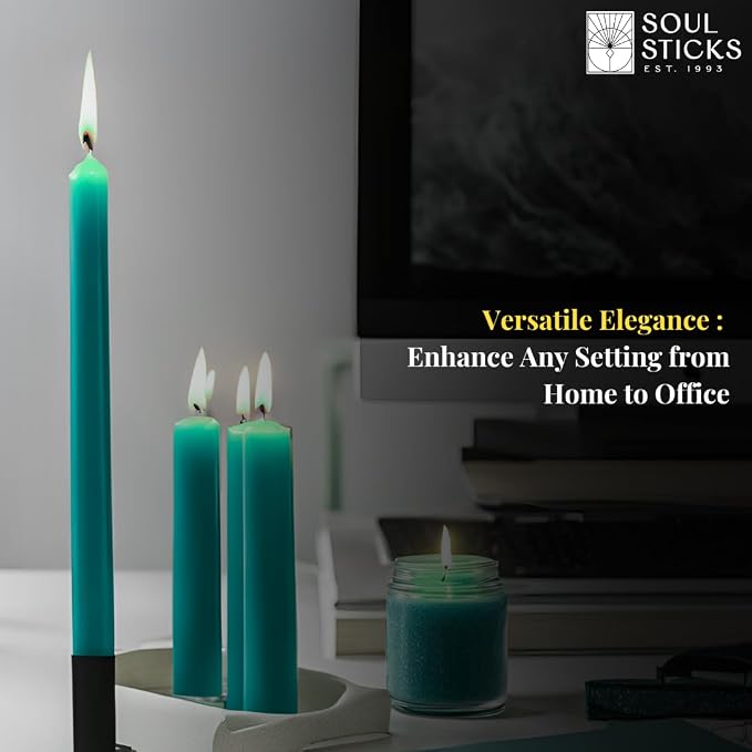 SOUL STICKS 4" Scented Ritual Candles Chime Taper Premium Candles 20 pcs for Rituals, Ceremonies, Meditation, Altar and Spells (Blue Green/Eucalyptus)