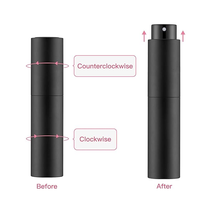 Tekson 10ml Travel Perfume Atomizer Refillable, Mini Cologne Spray Bottle Empty, Small Coffee Spray Bottle (Black)