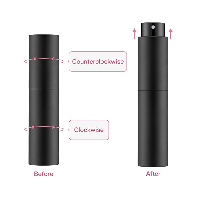 Tekson 4PCS 10ML Perfume Atomizer Travel, Refillable Cologne Containers, Dispenser Spray Empty Bottle for Mini Sprayer Size （Black