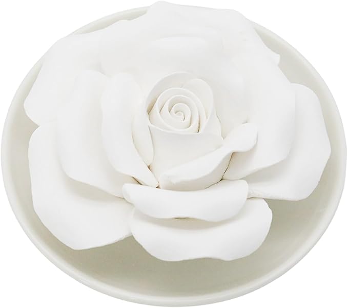 Handmade Flower Rose Ceramic Essential Oil Mini Diffuser, Non-Electric Passive Aromatherapy Diffuser, Decorative Diffusers for Desk/Office/Home Room/Gift (Ceramic Pallet A)