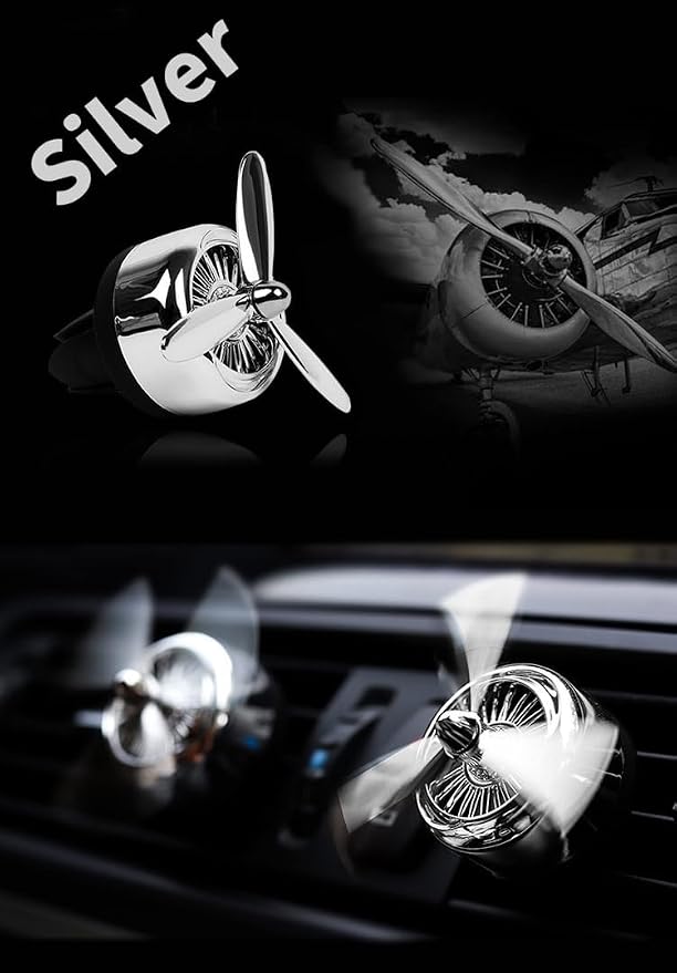 Car Air Freshener Vent Diffuser-Propeller, Car Air Freshener Vent Clip, Long Lasting, Silver, Suitable for men's and women's Car Accessories