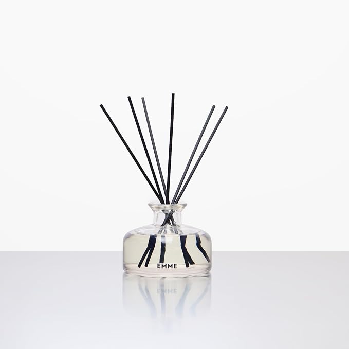 EMME NYC Jasmine Tea Reed Diffuser – Luxury Home Fragrance, Long Lasting Flameless Diffuser with Natural Reeds, Non-Toxic & Pet Safe, Premium Glass Vessel, 6 oz