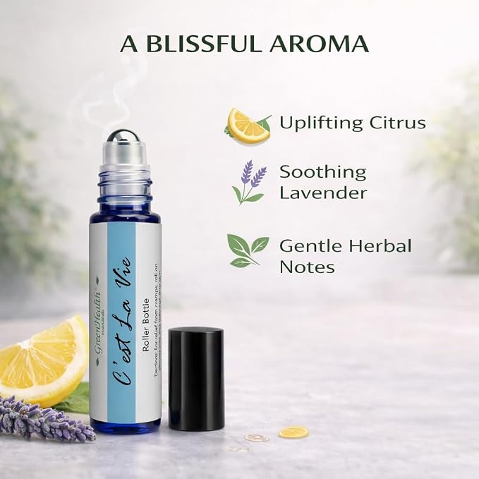 GreenHealth C’est La Vie Essential Oil Roll-On (10 ml) – Pre-Diluted Relaxing Aromatherapy Blend, Ready-to-Use Rollerball, Travel Size Calming Scent