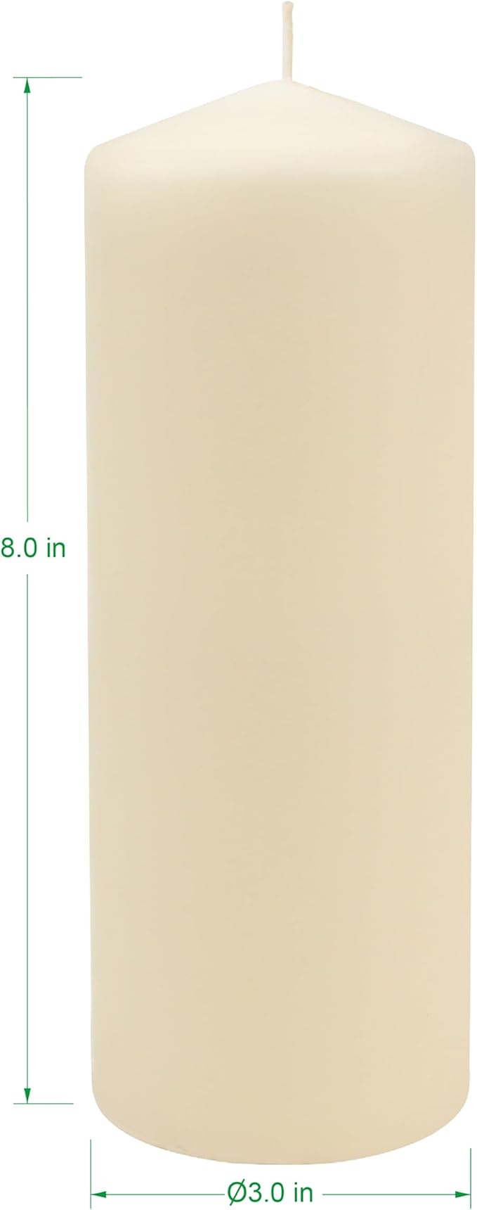 Stonebriar Unscented Pillar Candles – 80 Hour Burn Time, Long-Lasting Wax Candles for Weddings, Holidays, Home Décor & Special Events, Pack of 3, Ivory, 3" x 8"