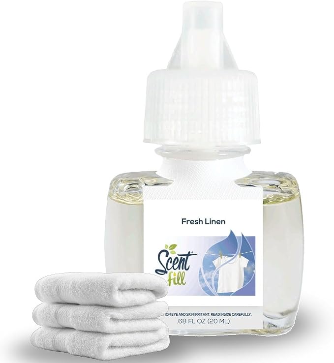 Scent Fill Fresh Linen Plug in Air Freshener, Scented Oil Refills, 2 Refills + Diffuser