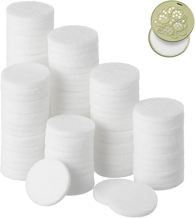 GLEAVI 100 Pack Essential Oil Diffuser Pads, 0.9 Inch Unscented Aroma Replacement Pads, Highly Absorbent Scent Refill Inserts for Car Vent Clip, Humidifier and Locket Necklace