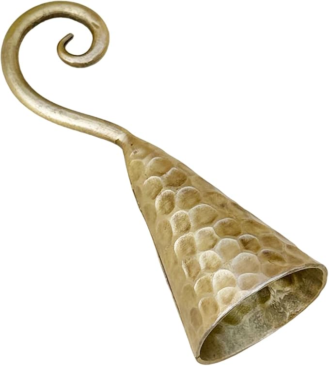 Living Ideas Spiral Candle Snuffer - Hand Forged Medieval Bell Extinguisher - Blacksmith Hammered Gift for Candle Lovers - Classic Antique Brass Finish
