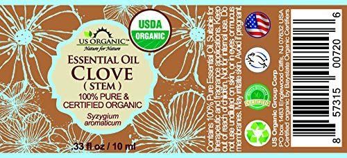 US Organic 100% Pure Clove Stem Essential Oil - USDA Certified Organic, Steam Distilled (10 ml)