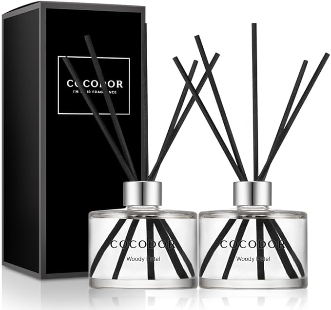 COCODOR Signature Reed Diffuser/Woody Hotel / 6.7oz(200ml) / 2 Pack/Reed Diffuser, Reed Diffuser Set, Oil Diffuser & Reed Diffuser Sticks, Home Decor & Office Decor, Fragrance and Gifts, Mother's Day
