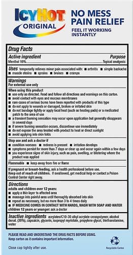 Icy Hot Original Medicated Pain Relief Liquid with No Mess Applicator, 2.5 Fluid Ounces (Pack of 2)
