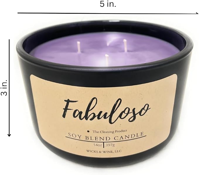 Wicks & Wine Soy Blend 3-Wick Cotton CORE Candle 14oz (Fabuloso)