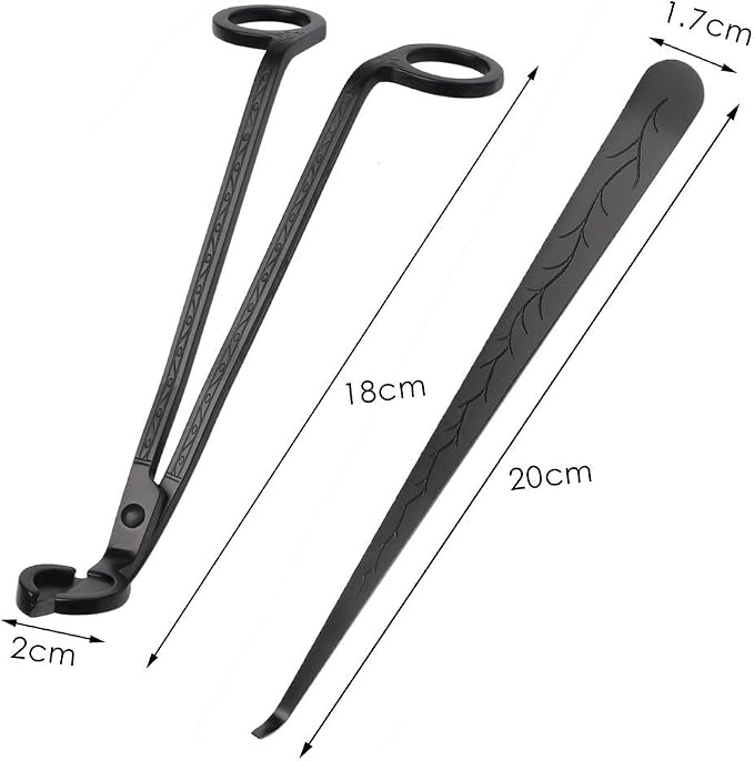 SUMAJU 2 in 1 Candle Accessory Set - Wick Trimmer & Dipper, Stainless Steel Cutter Scissor for Candle Lovers (Black)
