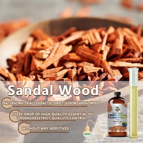 Sandalwood Essential Oil, Sandalwood Oils, for Diffuser, Meditation, Humidifier, DIY Candles, Soap, Yoga, Massage, Gift, Essential Oil, GV77ZF Sandalwood Fragrance Oil - 16 fl oz (480 ml)
