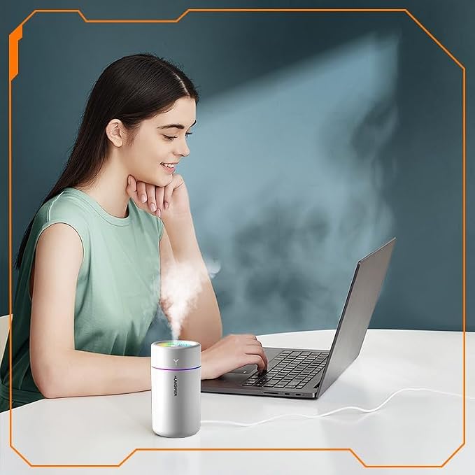 Mini Humidifier, USB Personal Desktop Humidifier for RV, Office, Bedroom etc. Auto Shut-Off, 2 Mist Modes, Super Quiet - (White)
