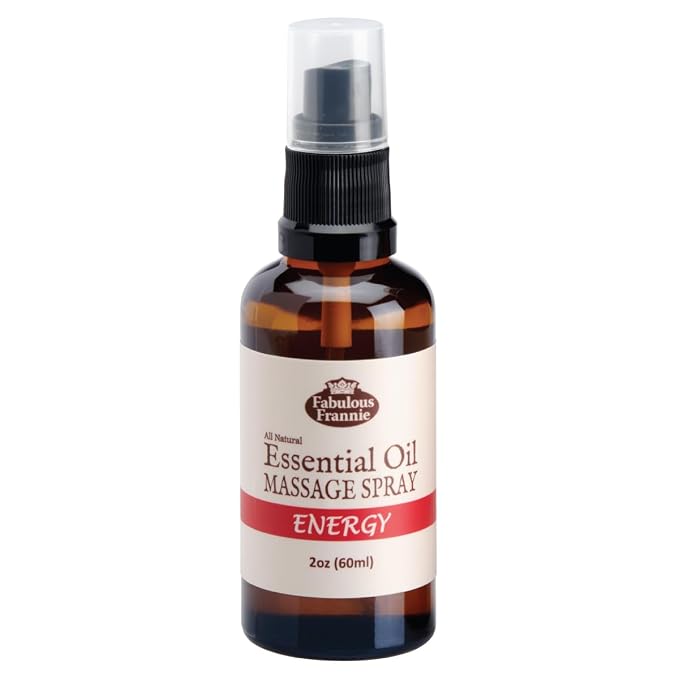 Fabulous Frannie Energy Healthy Massage Spritz Made with Carrier Oils and Bergamot and Rosemary Essential Oils 2oz
