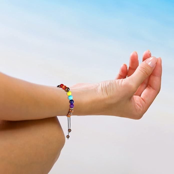 ONESING 2-12 Pcs Chakra Bracelets for Women Rock 7 Chakras Crystals and Healing Stones Bracelets 8mm Crystal Bracelets Yoga Beaded Bracelets for Women Men Essential Oil Diffuser