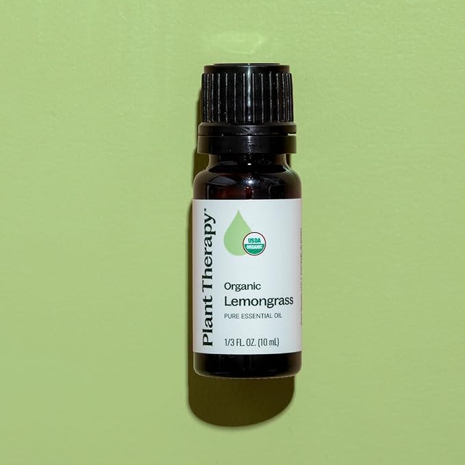 Plant Therapy Organic Lemongrass Essential Oil 10 mL (1/3 oz), 100% Pure, USDA Certified Organic, Undiluted, Aromatherapy, Deodorizing, and Immune Support