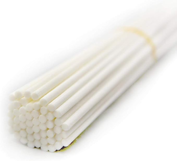 50 Pieces Fiber Reed Diffuser Replacement Sticks for Home Fragrance Essential Oil (White, 8" x4mm)