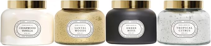 Home&Body Company Scented Candles 12 OZ Fragranced Candle, Soy Blend Wax, Infused with Essential Oils, Home Fragrances, Aromatherapy Home Scented Candles Gift, Scent: Tropical Citrus Pack of 2