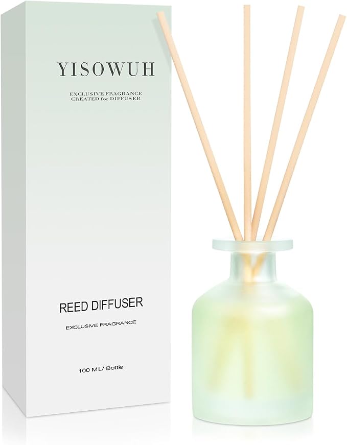 Reed Diffuser for Home, Clean Linen Scent 3.38oz (100ml)*1 Pack Essential Oil Reed Diffuser Set with 8 Sticks, Long Lasting Air Freshener for Bathroom Bedroom Living Room, Home Decor & Gifts