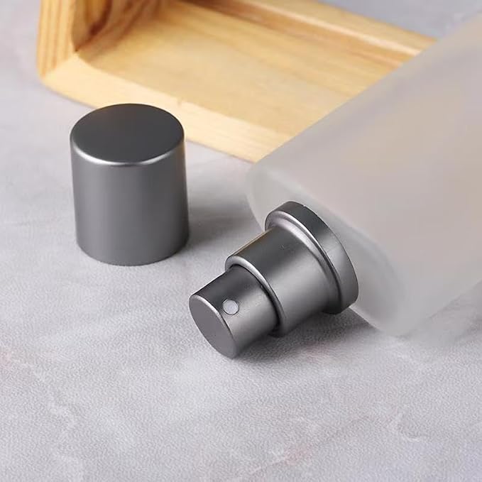 Refillable Frosted Glass Spray Bottle, 100ml 3.4oz | Fine Mist Perfume Atomizer, For Essential Oils, Travel, Makeup, Empty Container, Includes Funnel Filler & Dropper
